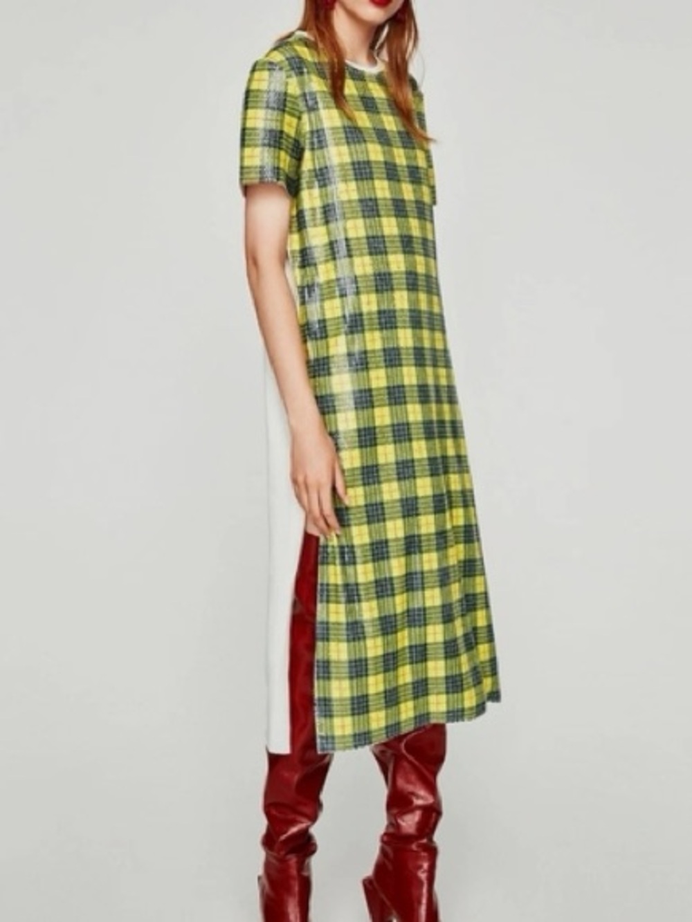 Zara Clueless Plaid sequined Midi Dress